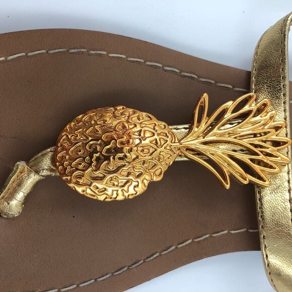 LILLY PULITZER for Target Gold Pineapple Flip Flop Sandals US 6M EUC - Picture 8 of 10
